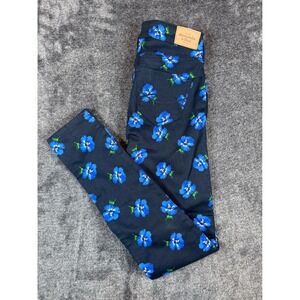 NWT Abercrombie & Fitch Womens Blue Floral Skinny Jeans Size 0R 25x29